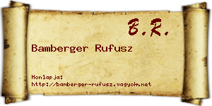 Bamberger Rufusz névjegykártya